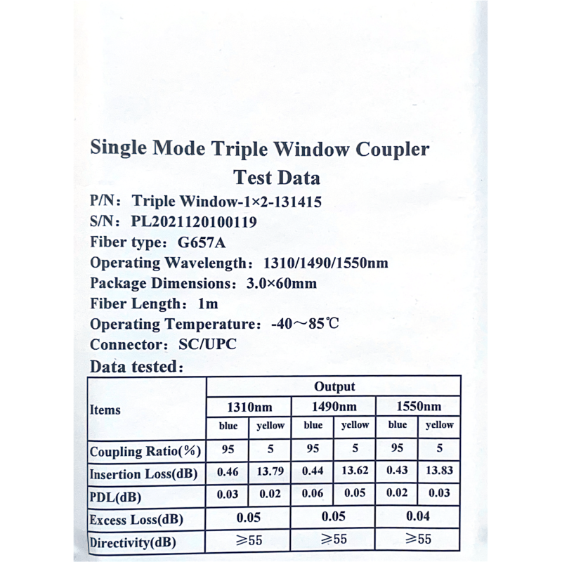 Дільник оптичний FBT Coupler 1×2 5/95% SC/UPC