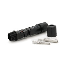 Коннектор MC4 Premium, 1000V, 30A, мідь CN під затискач, U-подібний, під перетин 2,5-6 мм², 0,5 мОм, IP67, -40 ℃ ~ 105 ℃, вогнестійкість UL94-VO, Q1000. Чорний