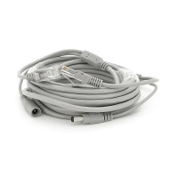 Патчкорд комбінований по кручений парі RJ-45 + DC 5m, сірий, Q100