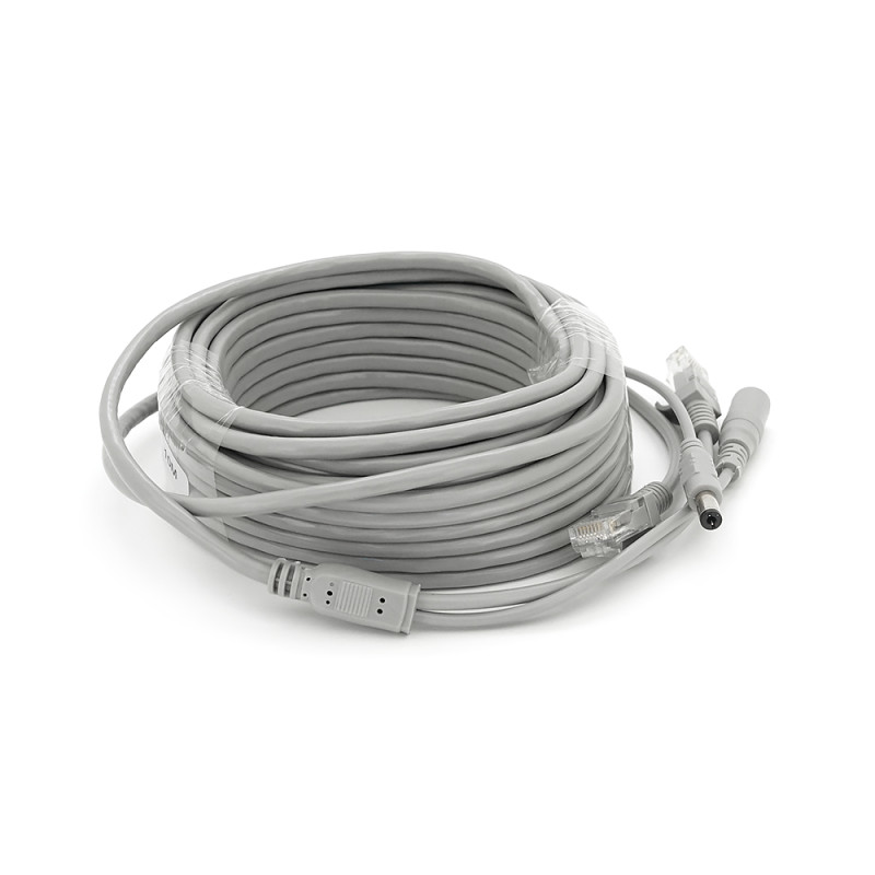 Патчкорд комбинированный по витой паре RJ-45+DC 10m, серый, Q60