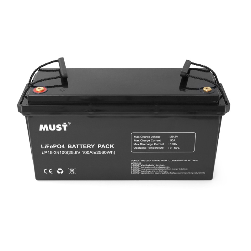 Акумуляторна батарея Must LiFePO4 LP15-24100 25.6V 100Ah, 2,56kWh, BMS50A@4S, 6000 cycles, 522x240x218, 23kg
