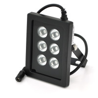 ИК-прожектор GY-IR90006. 12V, 6W, 6LED, IP66, 850Нм, угол обзора 90°, дальность до 70м.