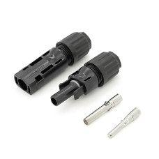 Коннектор MC4 1500V, 50A, луджений-мідний трубчастий, під перетин 4-10мм², 0.5 мОм, вогнестійкість UL94-VO, IP68, Q500, Black