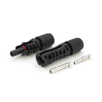 Коннектор MC4 Risin, 1000V, 30A, мідний під затискач, U-подібний, під перетин 2.5-6мм², 0.5мом, вогнестійкість UL94-VO, IP67, Q500, чорний