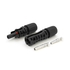 Коннектор MC4 Risin, 1000V, 30A, мідний під затискач, U-подібний, під перетин 2.5-6мм², 0.5мом, вогнестійкість UL94-VO, IP67, Q500, чорний