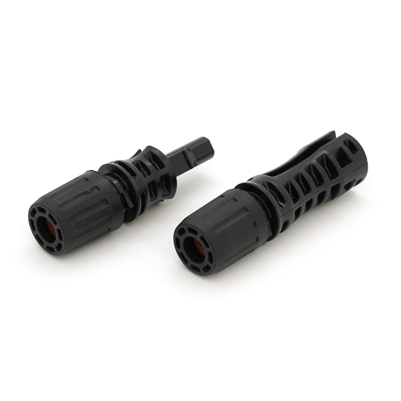 Коннектор MC4 Risin, 1000V, 30A, мідний під затискач, U-подібний, під перетин 2.5-6мм², 0.5мом, вогнестійкість UL94-VO, IP67, Q500, чорний