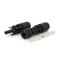 Коннектор MC4 Risin, 1500V, 65A, мідний суцільний затискач, трубчастий, під перетин 4-10мм², 0.5мом, вогнестійкість UL94-VO, IP68 Q500 Black