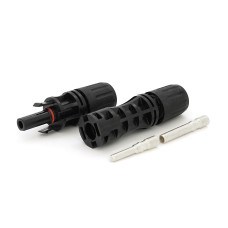 Коннектор MC4 Risin, 1500V, 65A, мідний суцільний затискач, трубчастий, під перетин 4-10мм², 0.5мом, вогнестійкість UL94-VO, IP68 Q500 Black