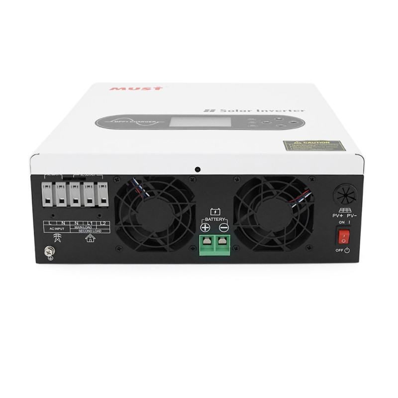 Гібридний інвертор MUST PV18-2012ECO, 2000W, 12V, струм заряду 80A, 170-280V, MPPT (80А, 30-320 Vdc), 290х367х111 мм. 6 кг.