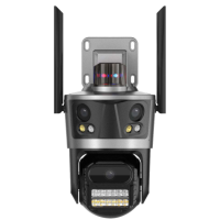 9Мп Wi-Fi/LAN видеокамера с тремя объективами уличная SD/карта PP-IPC46700MP9IR30 PTZ 3,6mm, Встроеная сирена, ICSee